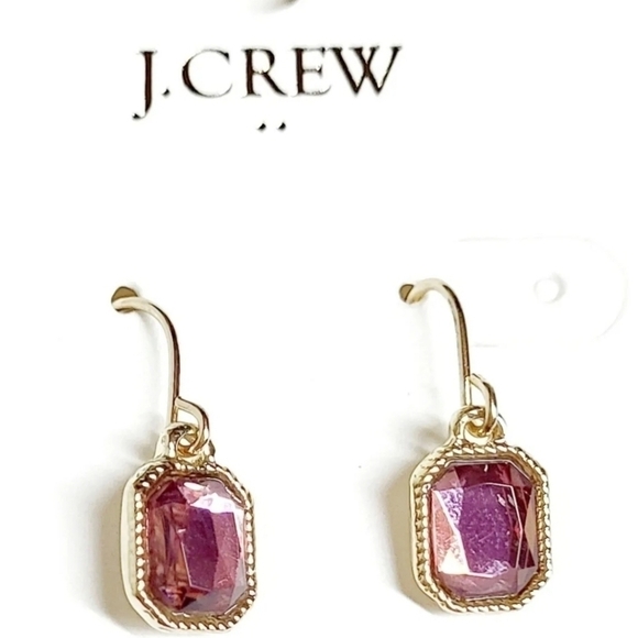 J.Crew Factory Jeweled Dangly Earrings in Rose Pink Multi-Color Gold Plated NWT - Picture 1 of 2